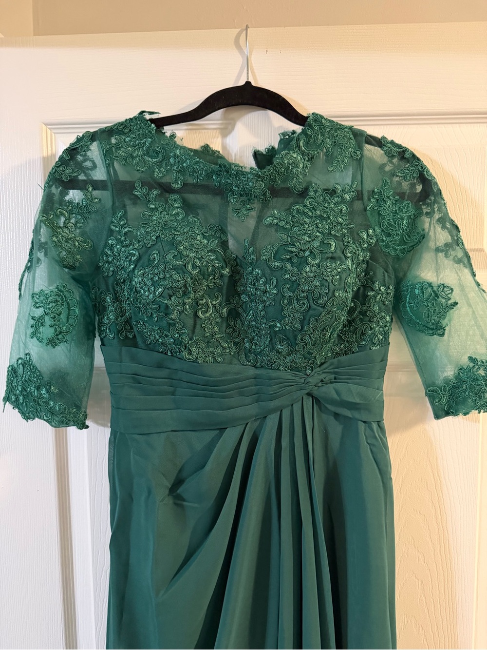 Formal Emerald Green Lace Chiffon Dress | Mother of the Bride Dress Never Worn